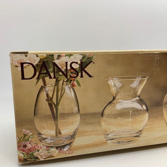 Dansk Fiori Flower Vases Small Clear Glass Vases Set of Three - Picture 3 of 10